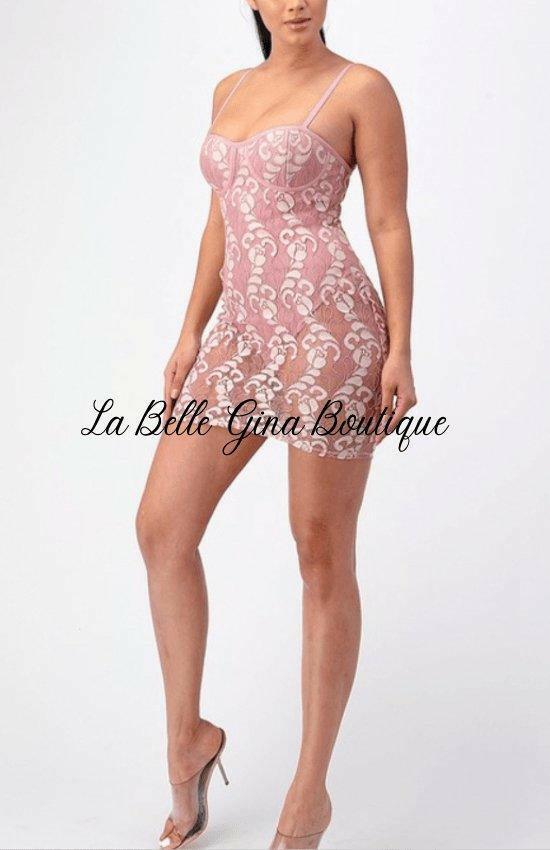 CLAIRE see through lace mini dress