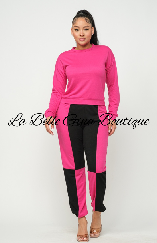 Leah Solid Long Sleeve Top and Pants set