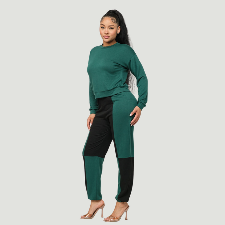 Leah Solid Long Sleeve Top and Pants set