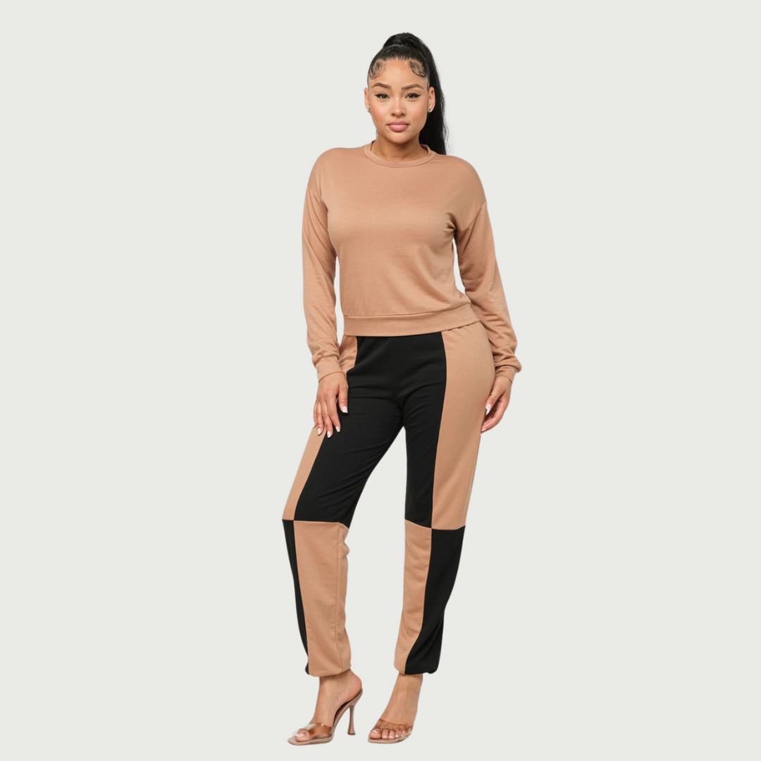 Leah Solid Long Sleeve Top and Pants set