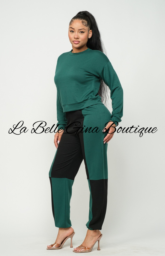 Leah Solid Long Sleeve Top and Pants set