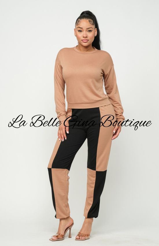 Leah Solid Long Sleeve Top and Pants set