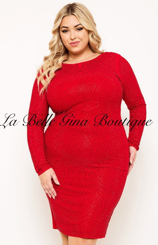 Sofia Rhinestone Front And back Midi Dress