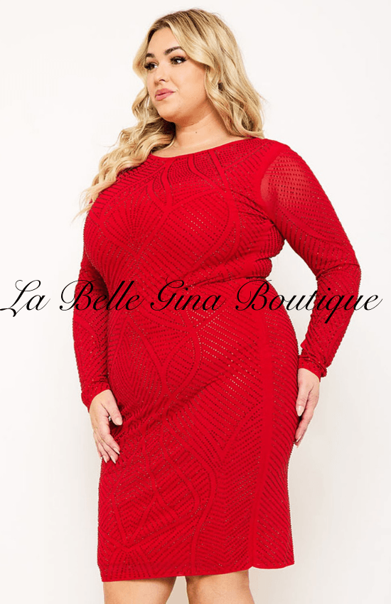 Sofia Rhinestone Front And back Midi Dress