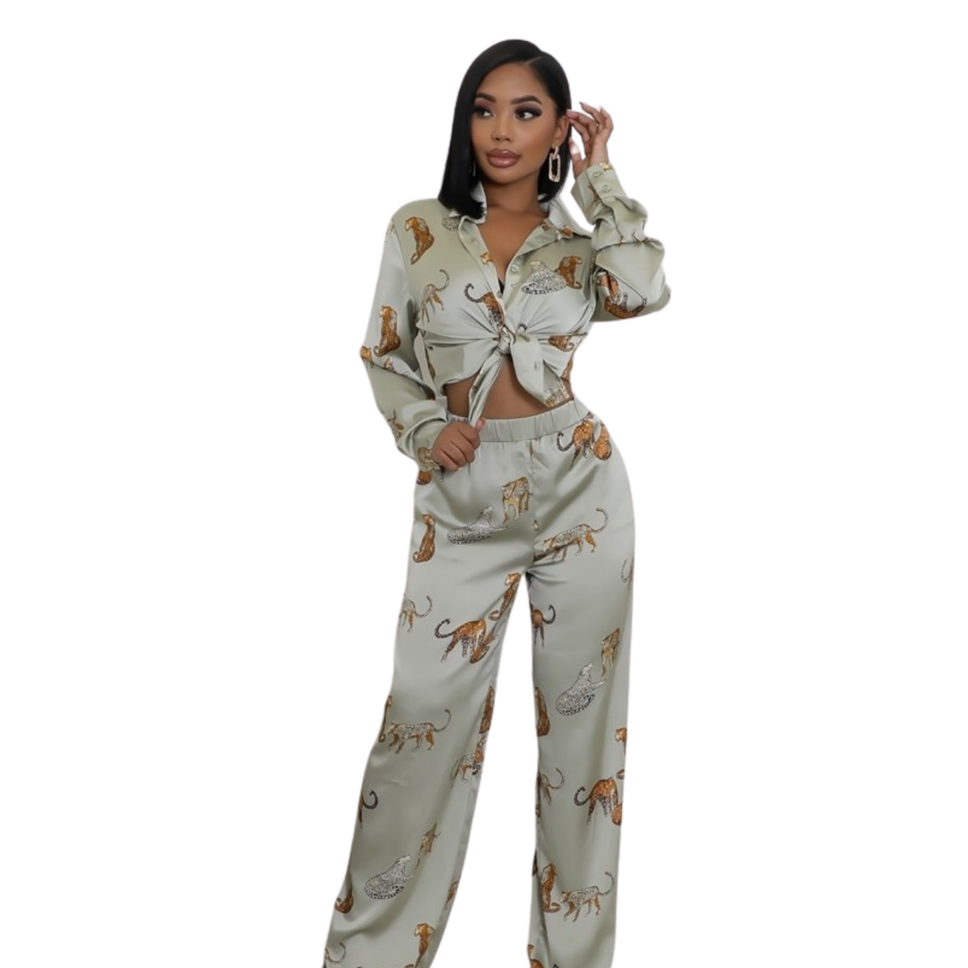 Kellie Long Sleeves High Waisted Pants Two Piece Set