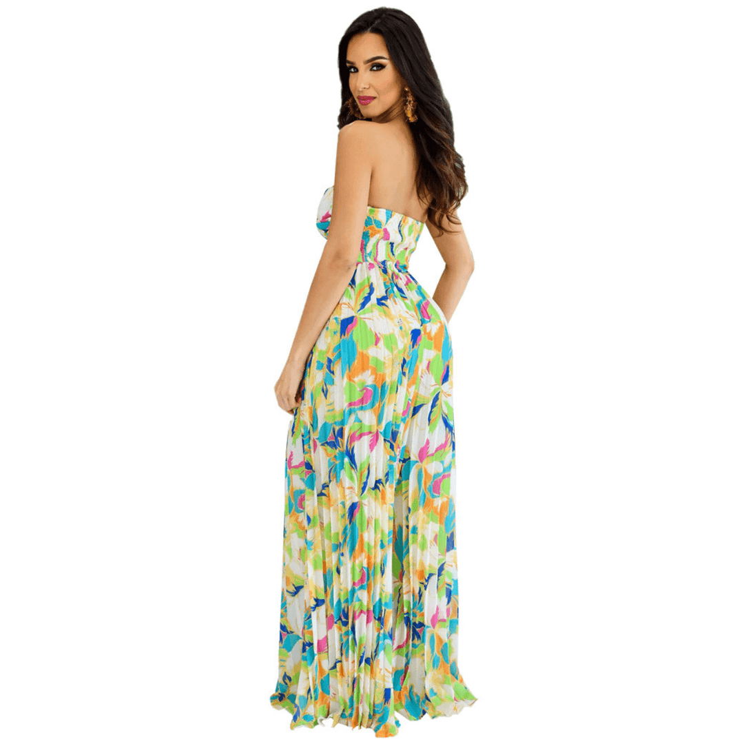 Léna Off Shoulder Print Pleated Jumpsuit-FINAL SALE