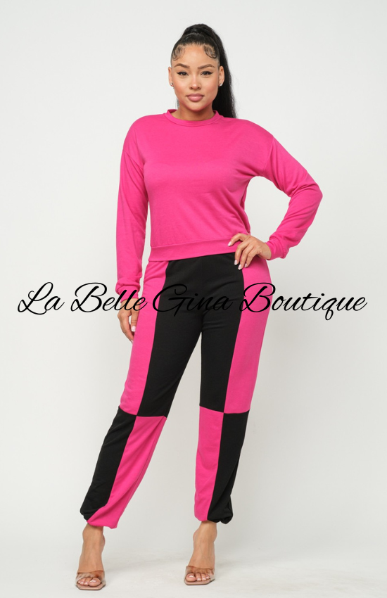 Leah Solid Long Sleeve Top and Pants set