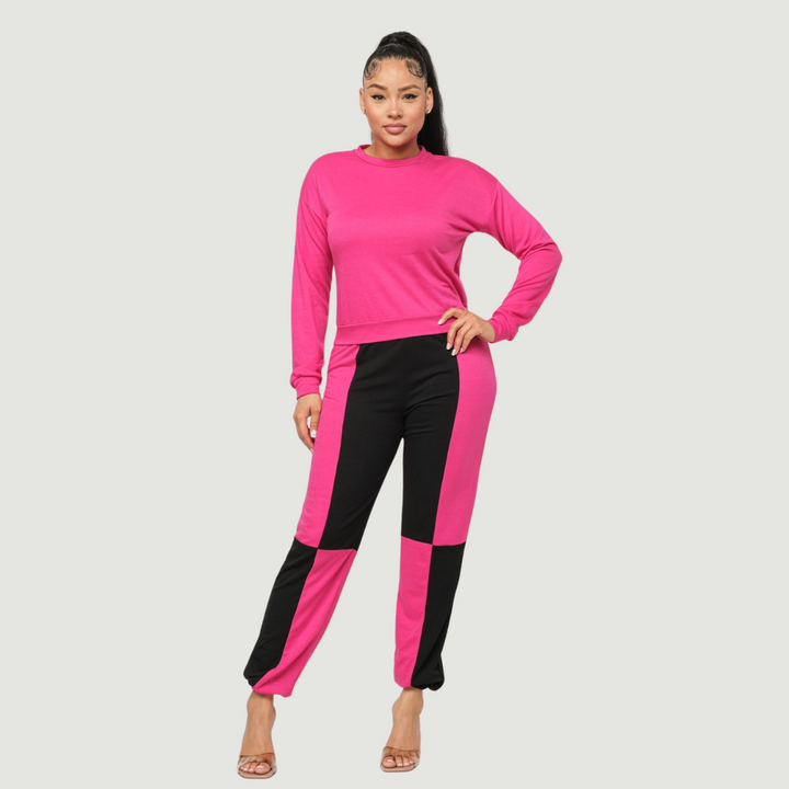 Leah Solid Long Sleeve Top and Pants set