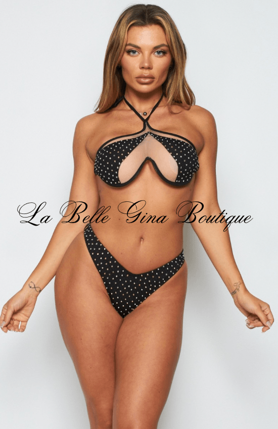 2PCS Rhinestone Bikini Set