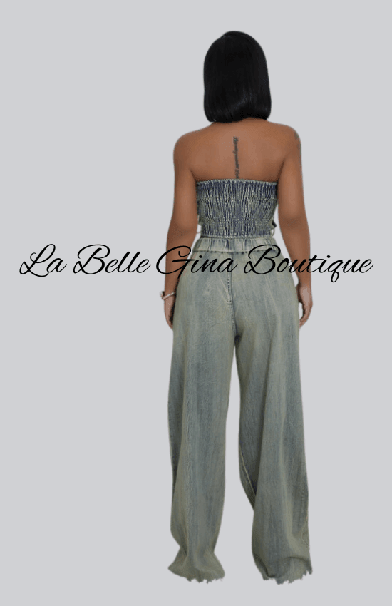 Karla Tube Top And Pants Denim Set