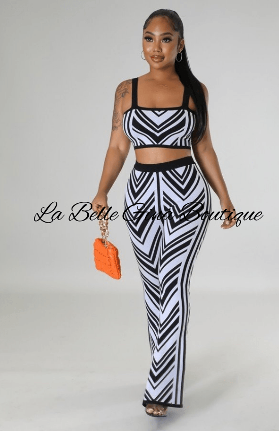 Two Piece Set Crop Top Square Neckline Sleeveless High Waist Pants