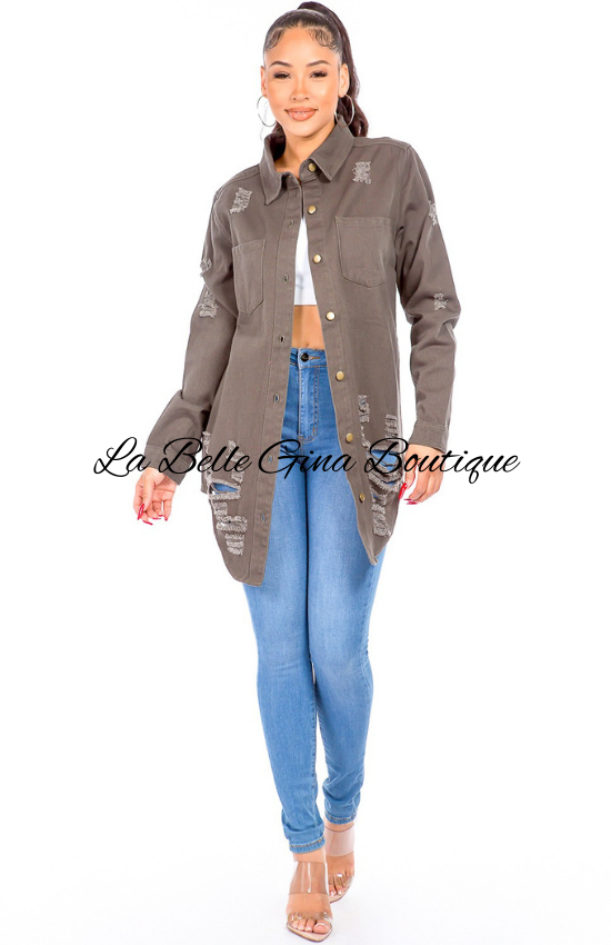 Malia Long Sleeves Button Closure Denim Shirts Jacket