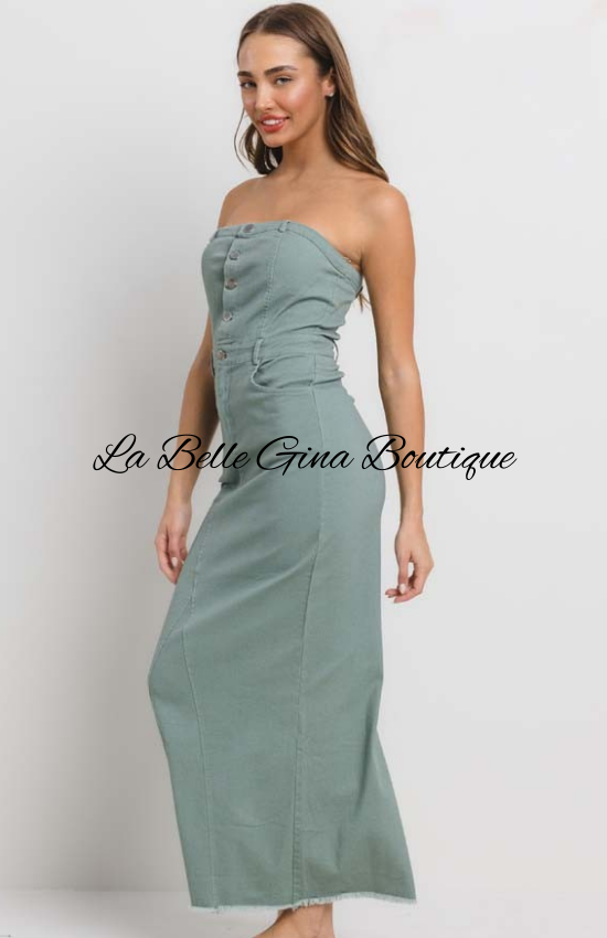 Marlie Stretch Sleeveless Maxi Dress-Sage