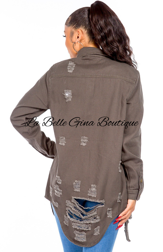 Malia Long Sleeves Button Closure Denim Shirts Jacket