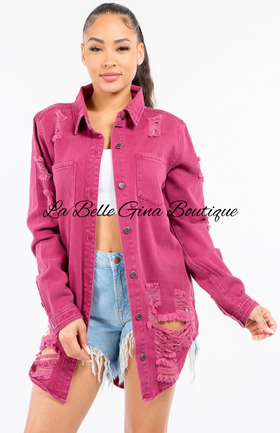 Malia Long Sleeves Button Closure Denim Shirts Jacket