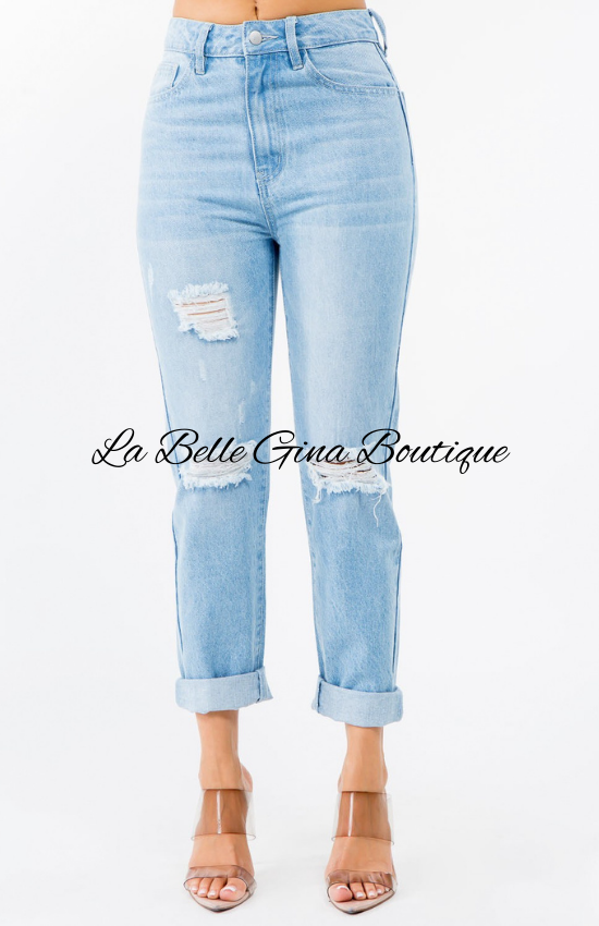 Lisa High Waist Distressed Mon Jeans