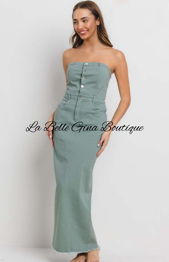 Marlie Stretch Sleeveless Maxi Dress-Sage