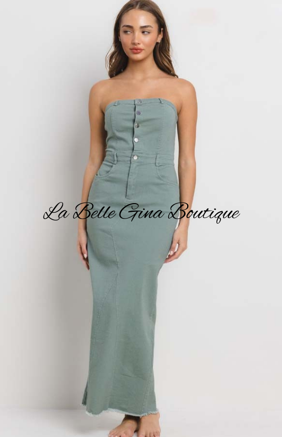 Marlie Stretch Sleeveless Maxi Dress-Sage