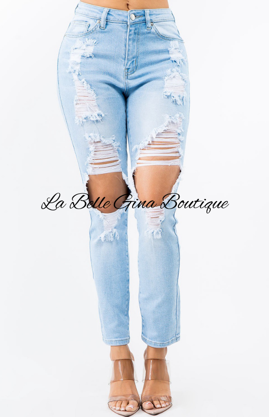 Lisa High Waist Cut Out Straight Jeans