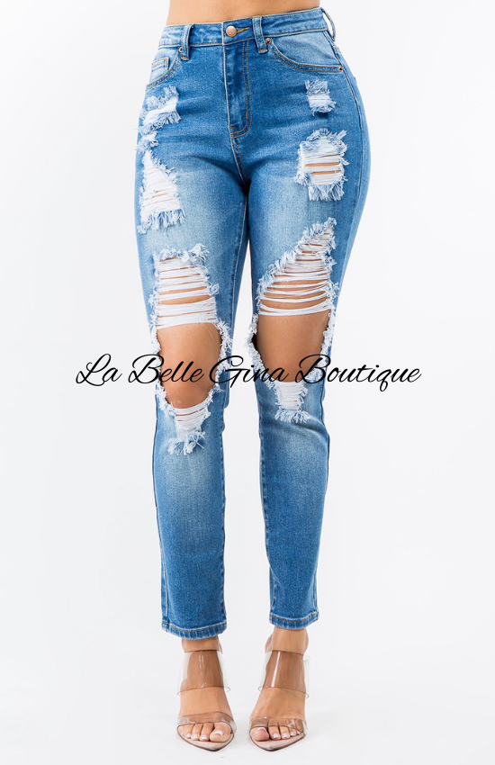 Lisa High Waist Cut Out Straight Jeans