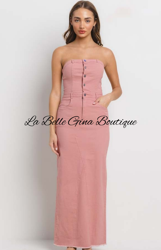 Marlie Stretch Sleeveless Maxi Dress-Rose