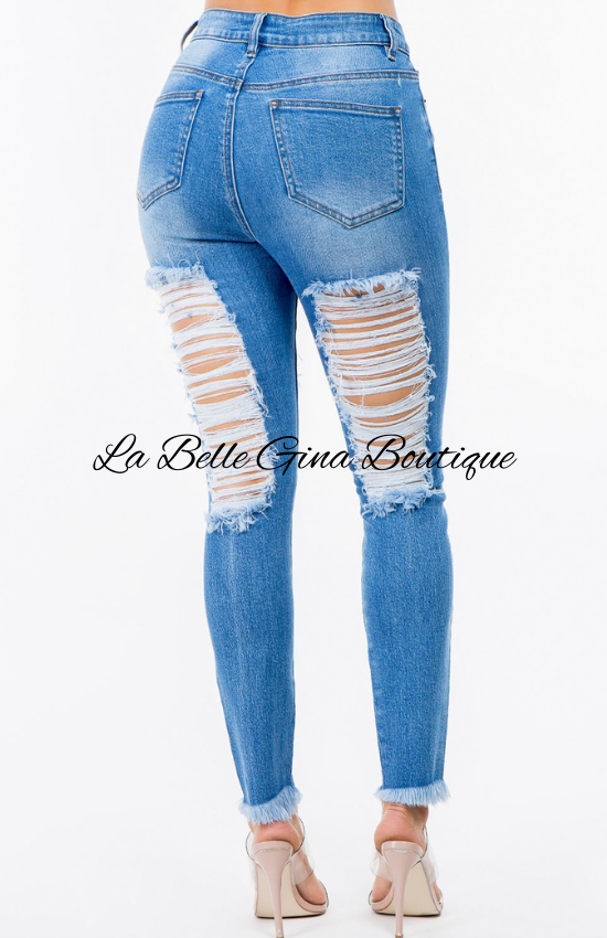 Sally High Waist Distressed Skinny Jeans