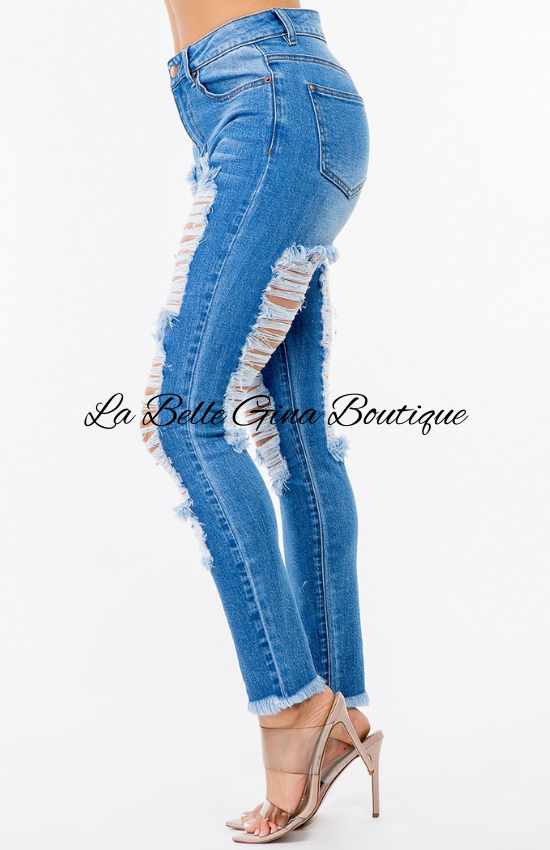 Sally High Waist Distressed Skinny Jeans