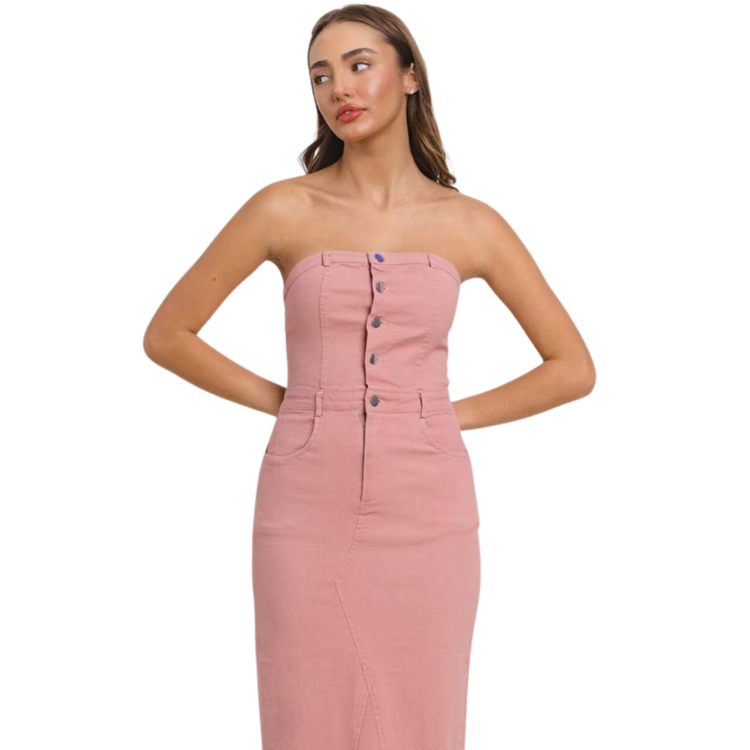 Marlie Stretch Sleeveless Maxi Dress-Rose