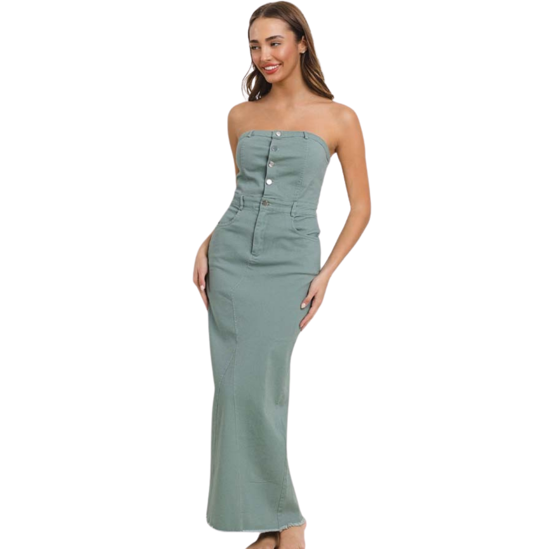 Marlie Stretch Sleeveless Maxi Dress-Sage