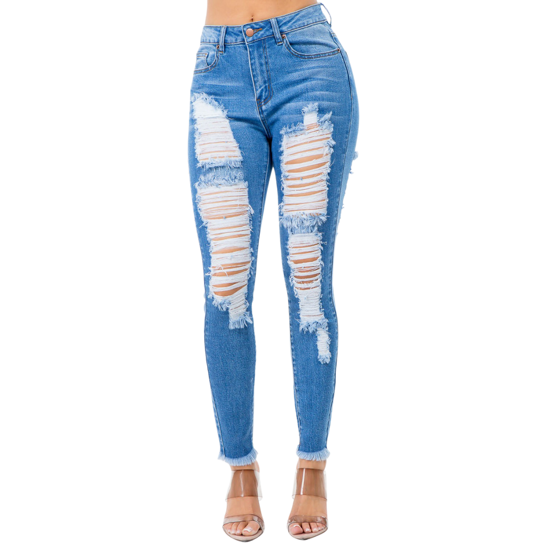 Sally High Waist Distressed Skinny Jeans