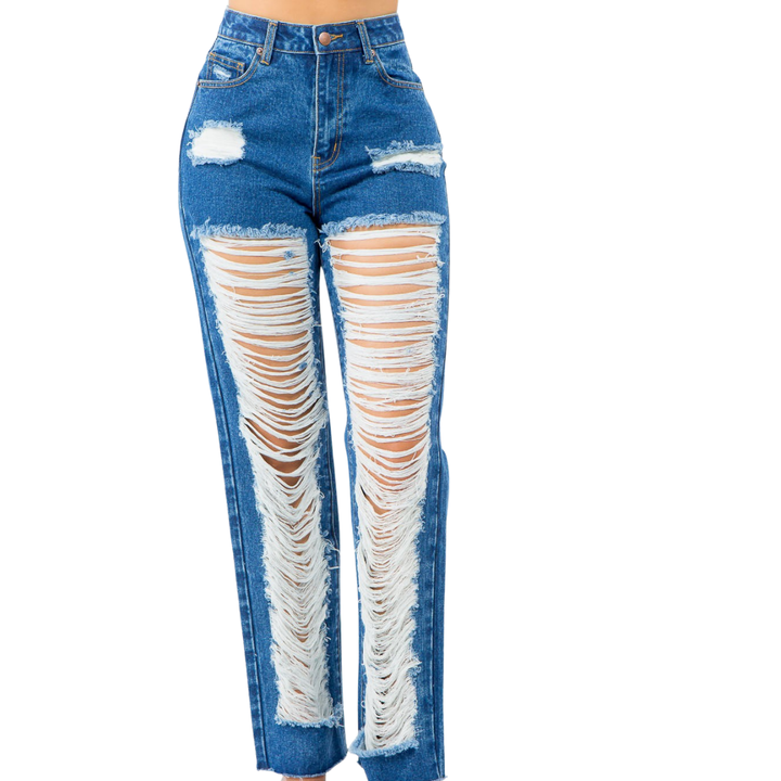 Erline High Waist Wide Leg Distreseed Jeans