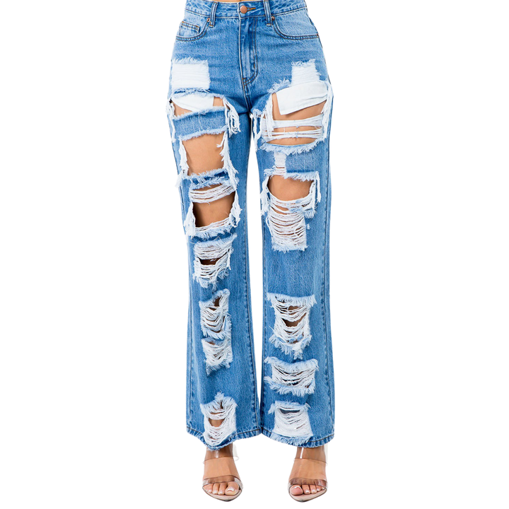 Leah High Waist Cut Out Wide Jeans