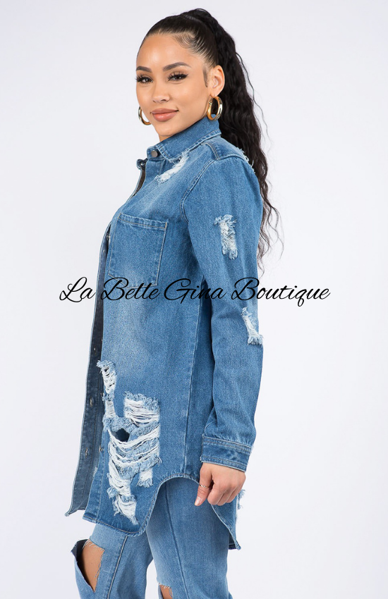 Clara Long Sleeves Denim Shirts Jacket