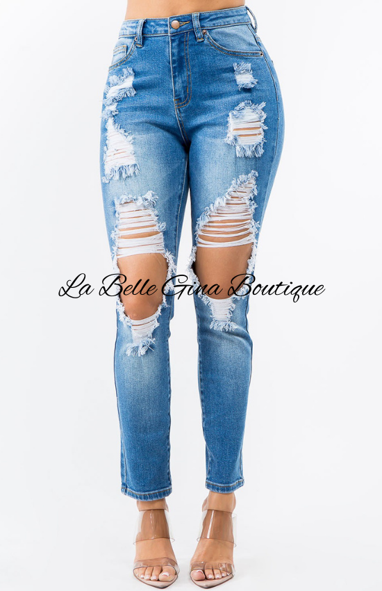 Vena High Waist Cut Out Straight Jeans