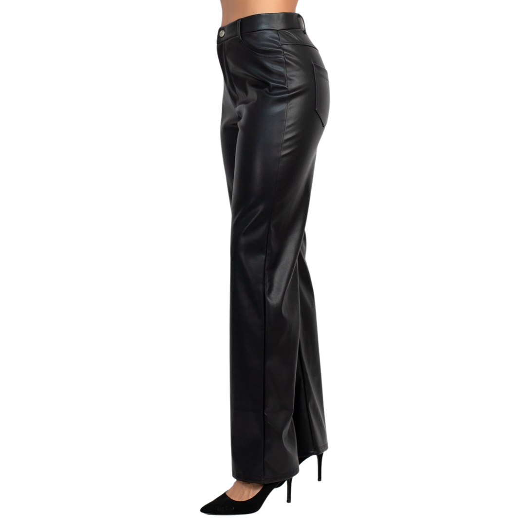 Malie Casual Pair Of Faux Leather Mid-Rise Belt Loops Pants