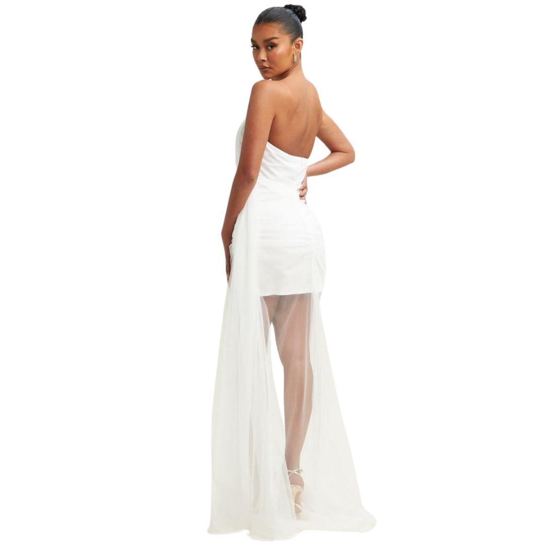 Lora Mesh Maxi Dress-White