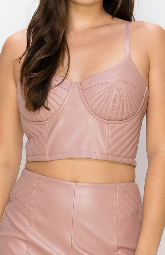 Leah Sleeveless Crop top And short Side Stitch Back zipper Set