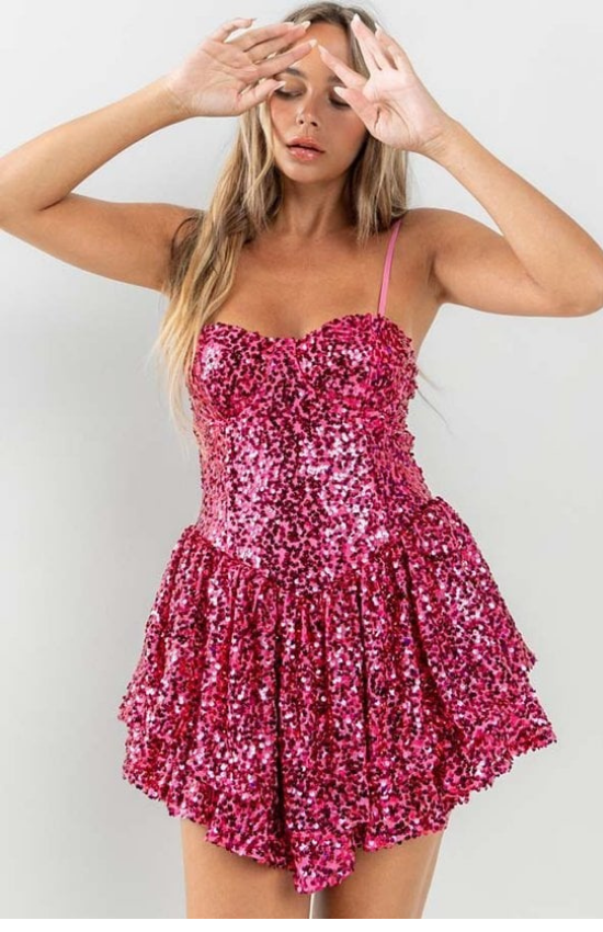 Clara Sleeveless Cami Straps Sequins Mini Dress