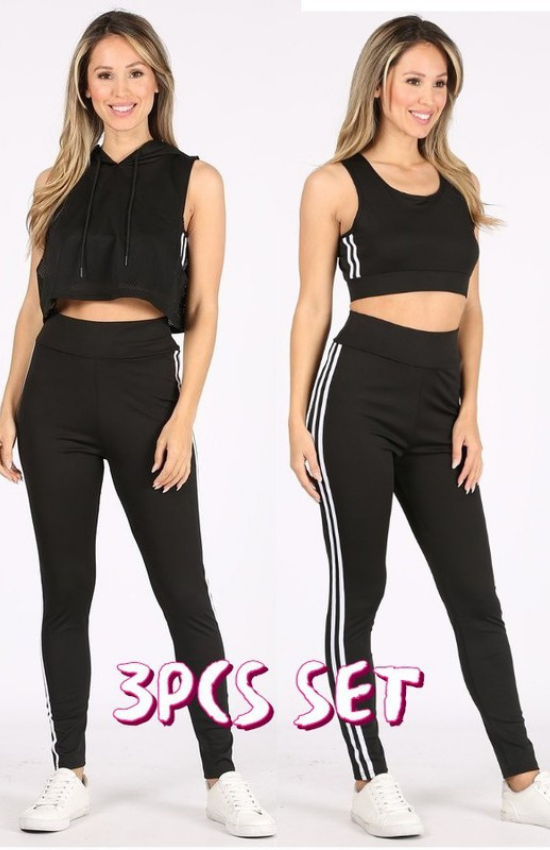 Sara Crop Top Hoodie and Legging 3Piece Set womenswear