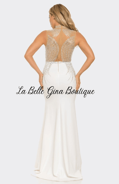 Arabella Rhinestone Embellished Contract Maxi Dress - La Belle Gina Boutique