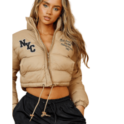 Djoune NYC Embroidered Cropped Puffer Jacket - La Belle Gina Boutique