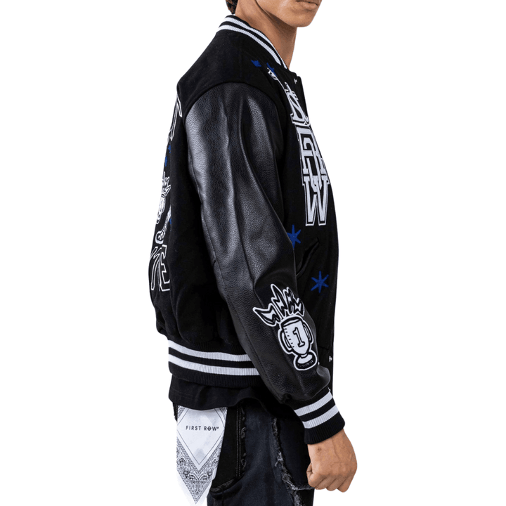 Jayden First Row Classic Oversized Varsity Jacket - La Belle Gina Boutique