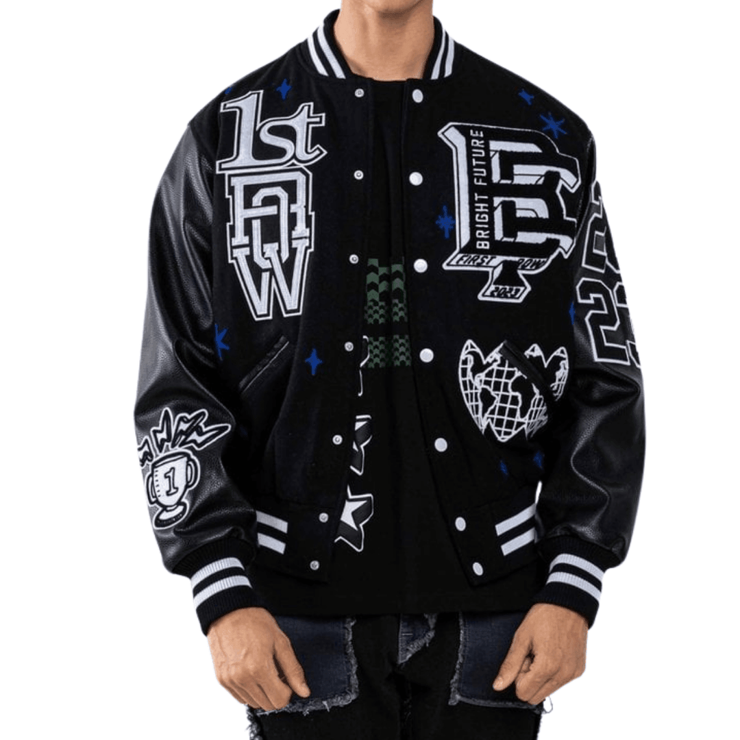 Jayden First Row Classic Oversized Varsity Jacket - La Belle Gina Boutique