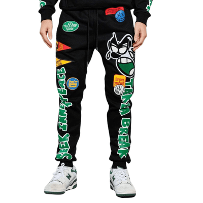 JD All Over First Row Chenille Patch Jogger Sweatpants - La Belle Gina Boutique
