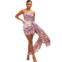 Lena Drape Bustier Dress-Purple Multi - La Belle Gina Boutique