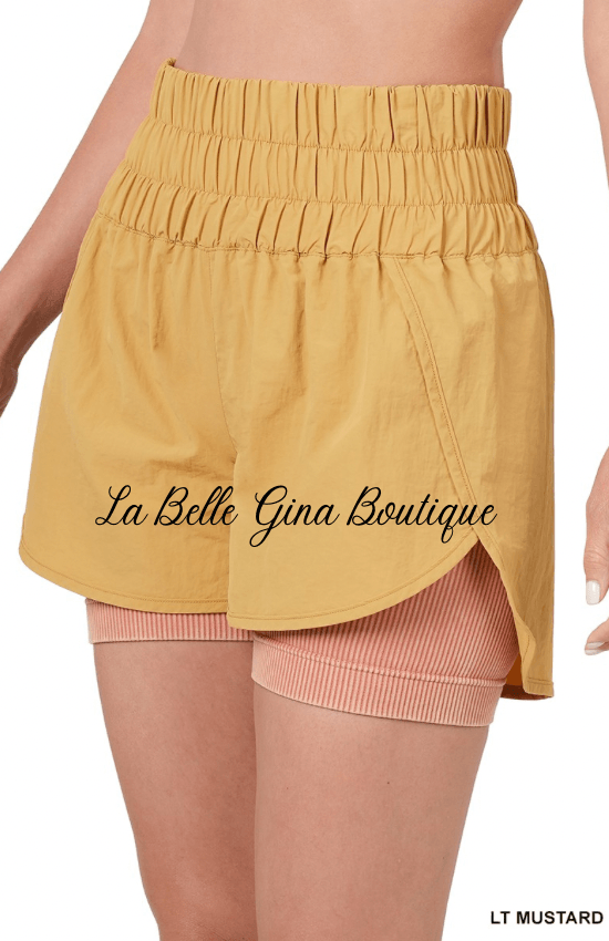 Lena wind breaker smoked waistband running short - La Belle Gina Boutique