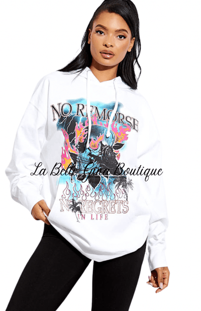 Lisa No Remorse Graphic Print Hoodie - La Belle Gina Boutique