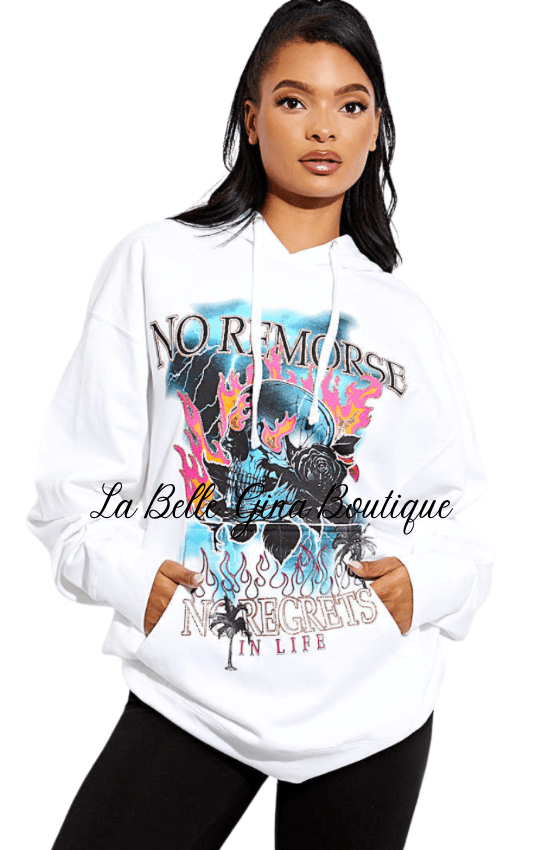Lisa No Remorse Graphic Print Hoodie - La Belle Gina Boutique