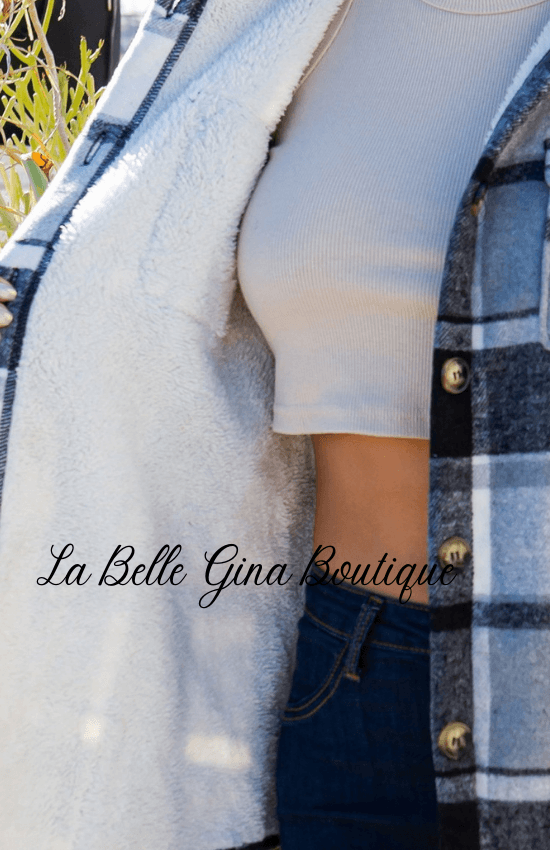 Marlie Hooded Plaid Shaket Jacket - La Belle Gina Boutique