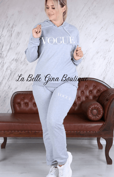 Marlie Plus Size Vogue Hooded Loungewear Set - La Belle Gina Boutique